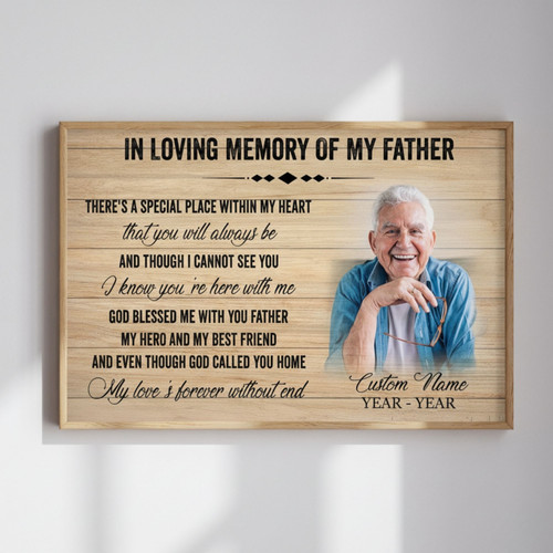 Heartfelt Memorial Canvas For Dad - Customizable In Loving Memory Print For Family Remembrance | Familywalldecor