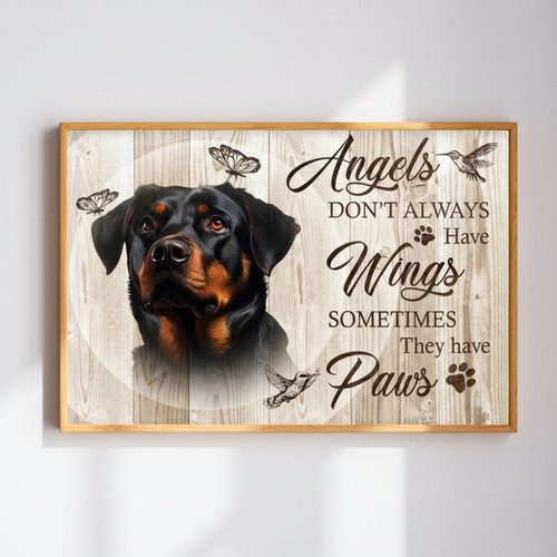 Personalized Dog Memorial Canvas - "Angels Have Wings" Tribute | Family Wall Decor