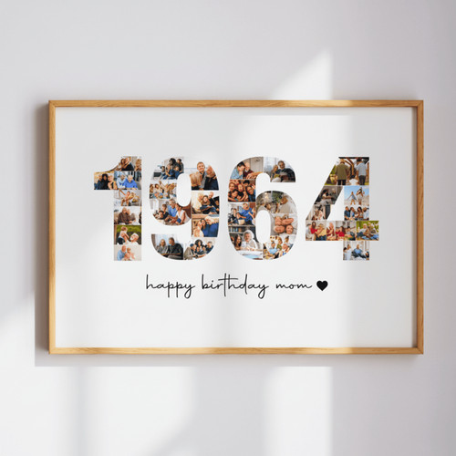 60th Birthday Canvas - Dad & Mom Heart Photo Collage Gift | Familywalldecor