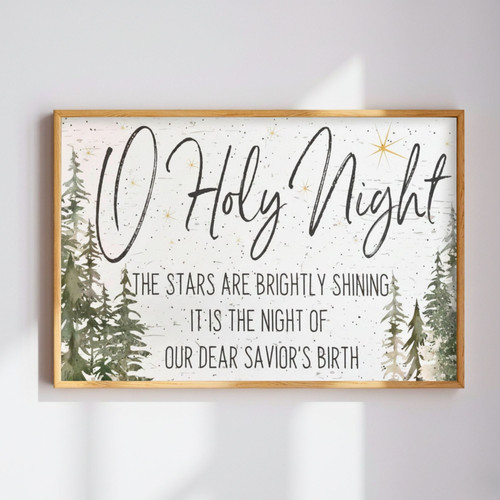 O Holy Night Christian Canvas For Farmhouse Christmas Mantel Decoration | Family Wall Decor