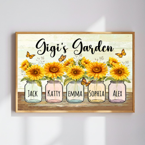 Grandma’s Garden Sunflower Wall Art – Family Names Canvas | Familywalldecor