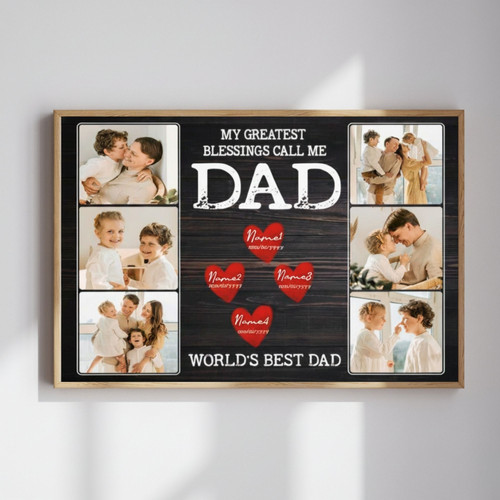 Heartfelt Personalized Photo Canvas Gift for Dad's Special Day | Familywalldecor