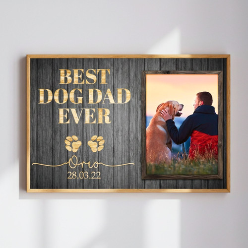 Best Dog Dad Portrait Canvas - Personalized Father's Day Memorial | Family Wall Decor