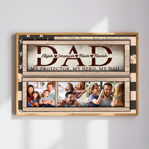 Custom Family Photo Canvas - Funny Hero Dad Father's Day Gift | Family Wall Decor