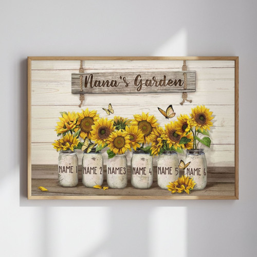 Custom Family Sunflower Garden Canvas for Nana's Home | Familywalldecor