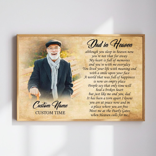 Custom Memorial Canvas - Forever Photo & Poem Tribute to Dad | Family Wall Decor