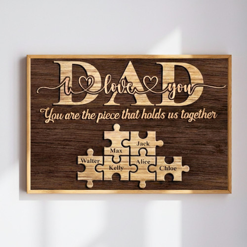 Custom Name Puzzle Canvas - Heartfelt Father's Day Dad Wall Art | Familywalldecor