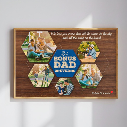 Custom Stepdad Photo Canvas - Father's Day Appreciation Collage | Family Wall Decor