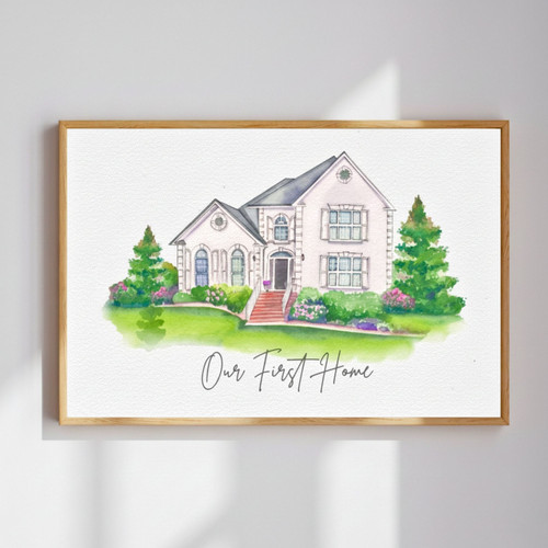 Custom Watercolor Home Canvas - Unique Housewarming Gift | Family Wall Decor