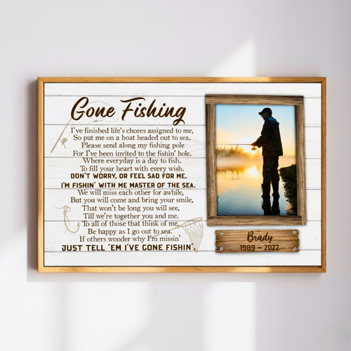 Personalized Fishing Dad Photo Canvas For Living Room - Touching Fisherman Memory Gift For Dad | Familywalldecor