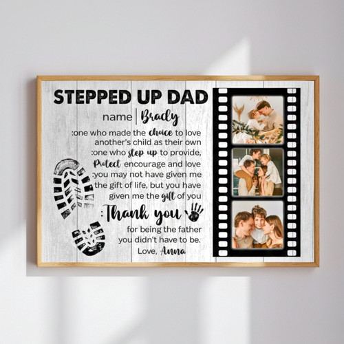Heartfelt Custom Step Dad Canvas - Photo Gift from Daughter | Familywalldecor