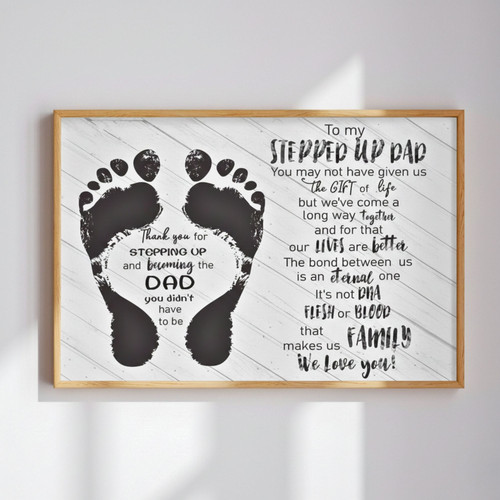 Rustic Canvas Wall Art For Stepfather - Thoughtful Step Dad Gifts For Home DéCor | Family Wall Decor