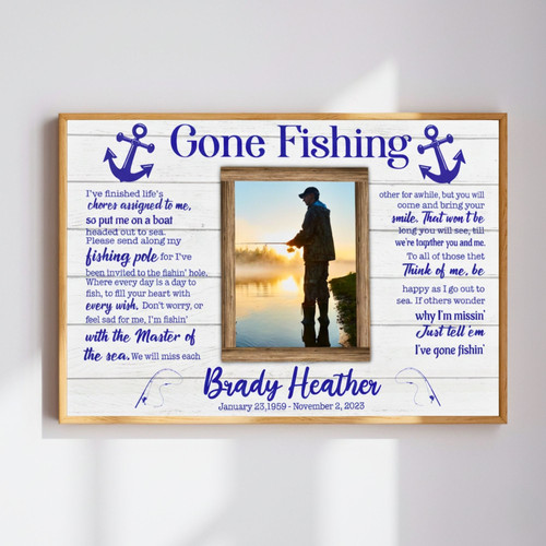 Personalized Angler Keepsake Canvas - Gone Fishing Memorial Art | Familywalldecor