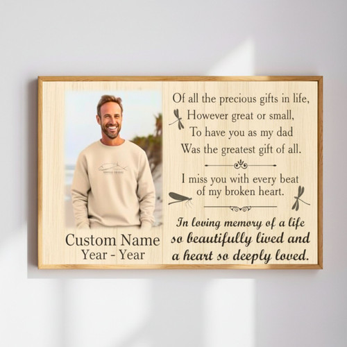 Personalized Dad Memorial Canvas - Heaven's Loving Tribute Gift | Family Wall Decor