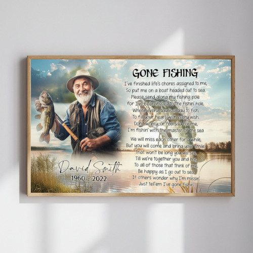 Thoughtful Personalized Memorial Canvas For Dad - Fishing Theme Remembrance Gift For Father And Fisherman | Familywalldecor