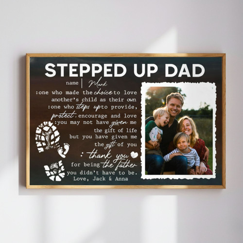 Personalized Photo Collage Canvas for the Best Bonus Dad | Family Wall Decor