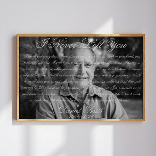 Sympathy Gifts For Loss Of Father I Never Left You Canvas With Dad Portrait Photo | Familywalldecor