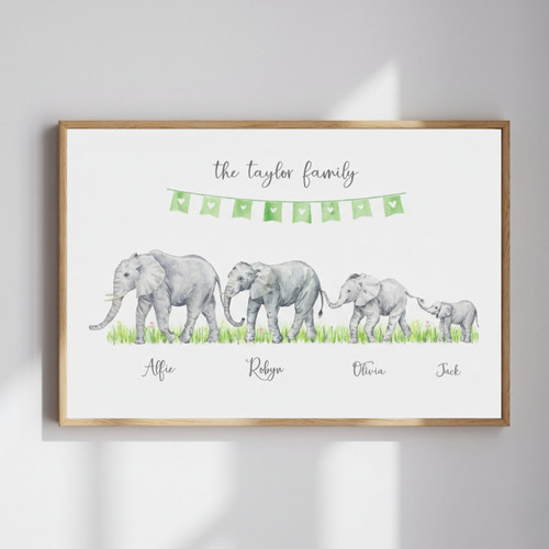 Custom Elephant Family Canvas - Heartfelt Christmas Wall Art | Family Wall Decor