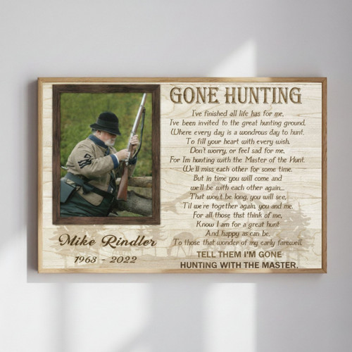 Heartfelt Dad Memorial Canvas Gone Hunting Art - Sympathy Gift For Father’s Day | Family Wall Decor