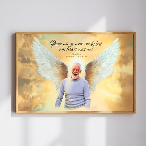 Sympathy Gifts Canvas In Memory Of Dad Guardian Angel Portrait | Familywalldecor