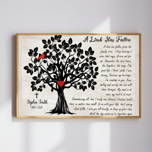 Cardinal Tree Canvas - Heartfelt Remembrance Art for Mom's Loss | Family Wall Decor