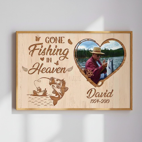 Fishing Tribute Canvas - Wooden Memorial Art for Dad | Family Wall Decor