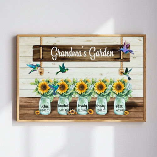 Grandma's Garden Sunflower Canvas – Personalized with Names | Familywalldecor