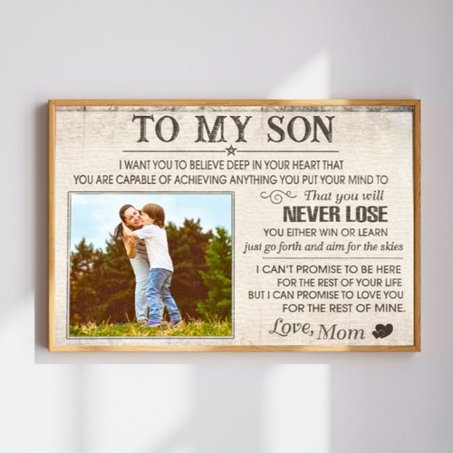 Heartfelt Mother Son Canvas Gift - Personalized Portrait For Rustic Home | Familywalldecor