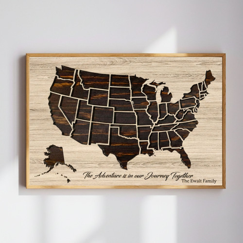 Interactive Family Travel Map Canvas - Vacation Theme Wall Art - Adventure Journey Gift | Family Wall Decor