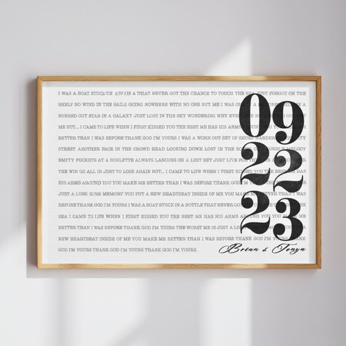 Custom Canvas - Song Lyrics Keepsake for Anniversary or Wedding | Family Wall Decor