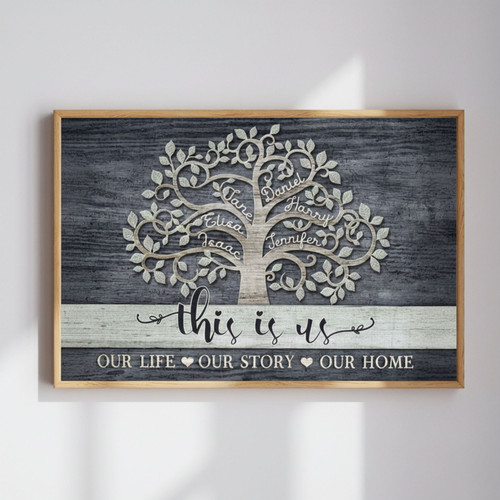 Customizable Family Tree Canvas For Grandparents - Christmas & Anniversary Wall Art Decor | Family Wall Decor