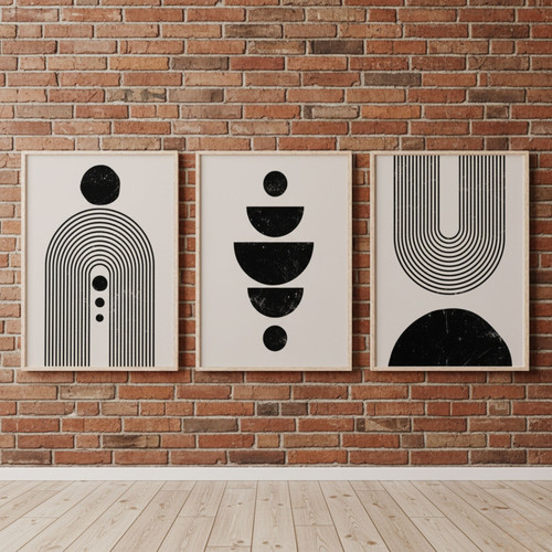 Mid-Century Boho Canvas Art Set for Stylish Living Room Decor | Family Wall Decor