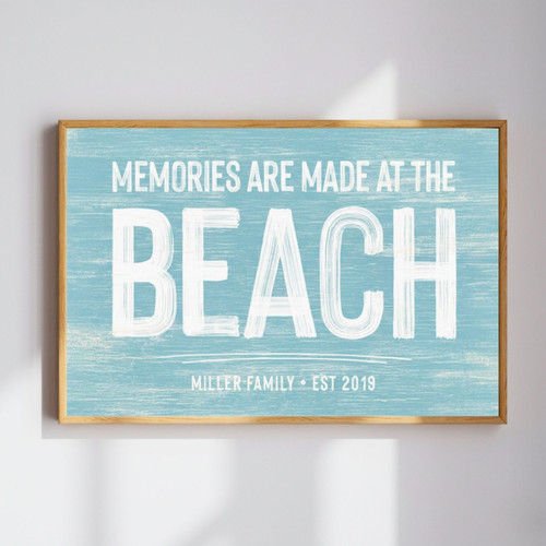 Vintage Beach House Sign Canvas With Family Name | Family Wall Decor