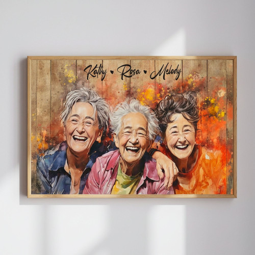 Personalized Grandkids Portrait Canvas - Rustic Grandma Gift | Familywalldecor