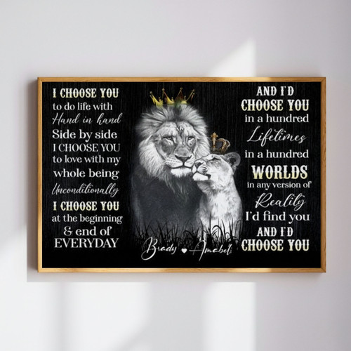 Personalized Lion Dad Canvas - Strength, Wisdom, and Love Art Gift | Family Wall Decor
