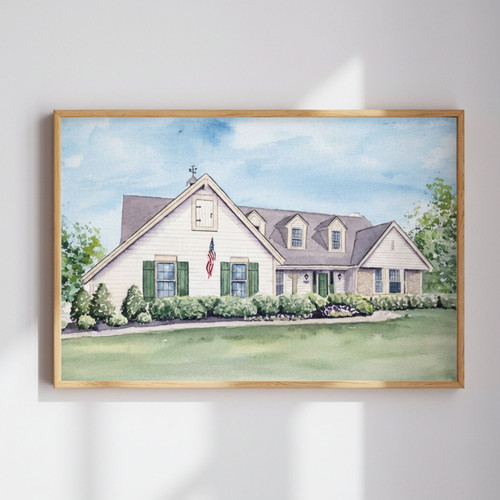 Personalized Watercolor Home Portrait Canvas Keepsake | Family Wall Decor
