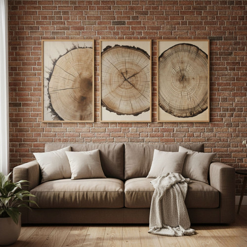 Rustic Tree Ring Canvas Art - Vintage Wood Design For Living Room Decor | Family Wall Decor