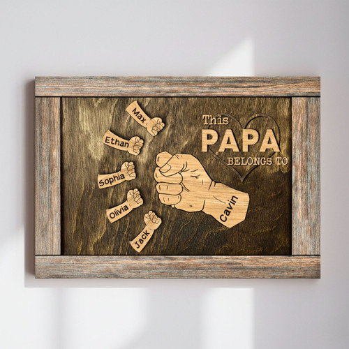 Papa's First Fist Bump Canvas - New Dad Keepsake for Father's Day | Family Wall Decor