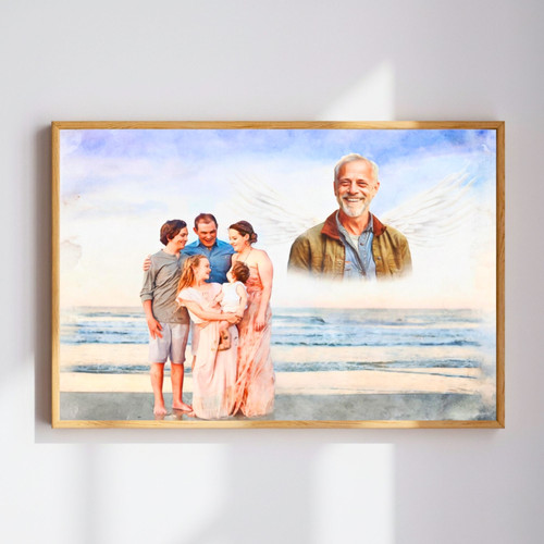 Angel Wings Remembrance - Custom Photo Memorial Canvas Gift | Family Wall Decor