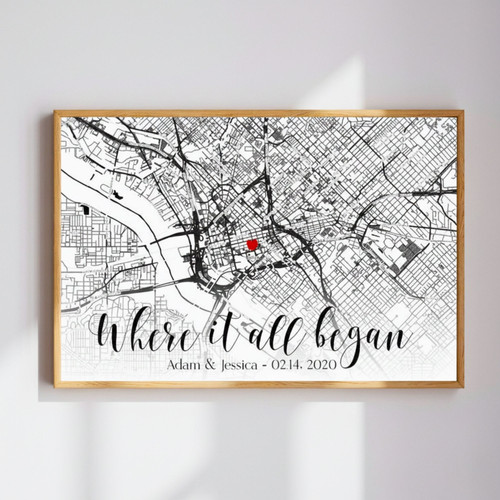Custom City Map Canvas - Relive Your First Meeting Moment | Family Wall Decor