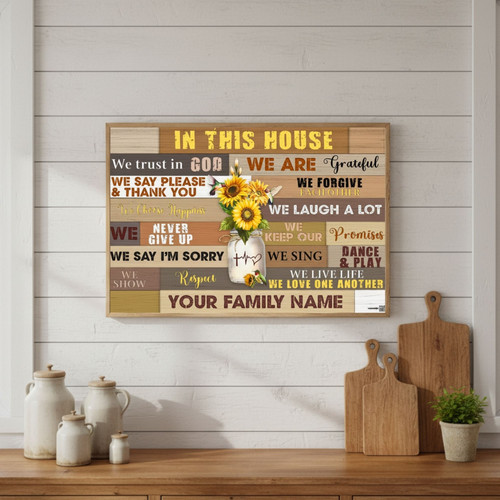Custom Family Name Canvas - God-Centered Home Rule Art | Familywalldecor