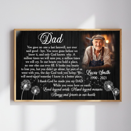 Dad's Memory - Heartfelt Personalized Memorial Canvas Keepsake | Family Wall Decor