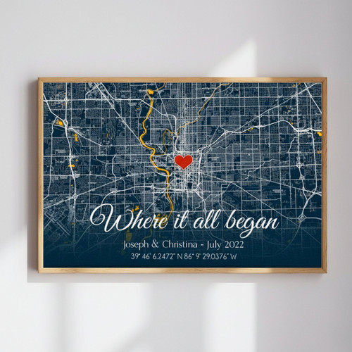 Our First Date Canvas Map - Heartfelt Anniversary Keepsake | Family Wall Decor