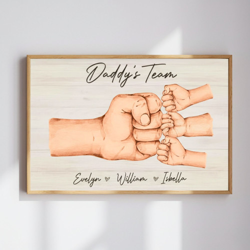 Fist Bump Team Canvas - Personalized Dad Gift from Son/Daughter | Familywalldecor