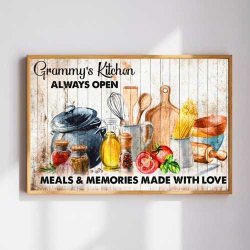 Grammy's Rustic Kitchen Art - Personalized Quote Canvas Gift | Family Wall Decor