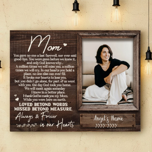 Thoughtful Loss Of Mom Canvas For Bereavement - Condolence Memorial Gift | Family Wall Decor