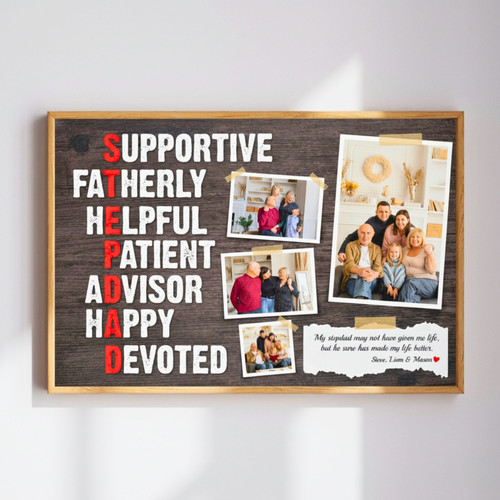 Step Dad Father's Day Canvas Gift Personalized Wall Decor | Family Wall Decor