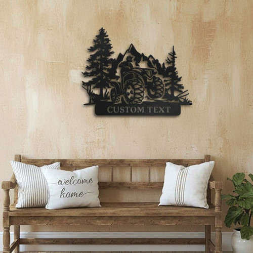 Personalized ATV Metal Art Sign With LED Lights For Dad - Custom Biker Name Decor For Rider's Room | Family Wall Decor