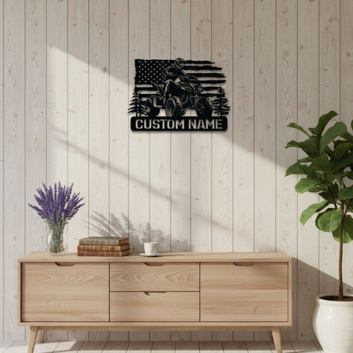 Custom ATV Metal Sign For Dad - Quad Biker LED Wall Art And Rider Decoration For Living Room | Family Wall Decor
