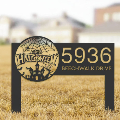 Halloween-Themed Personalized Metal Address Sign For Outdoor Decor | Familywalldecor